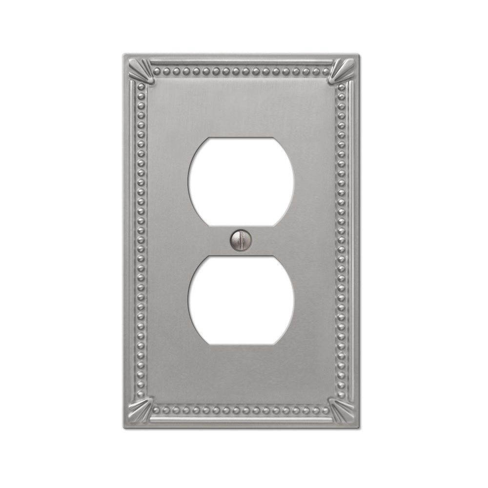 Amerelle 74DBN 1 gang Duplex Outlet Wall Plate, Metal, Gray