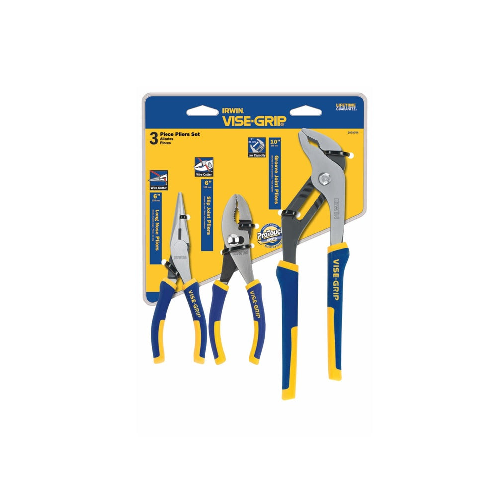 Irwin 2078704 Traditional Pliers Set, Blue, Nickel Chrome