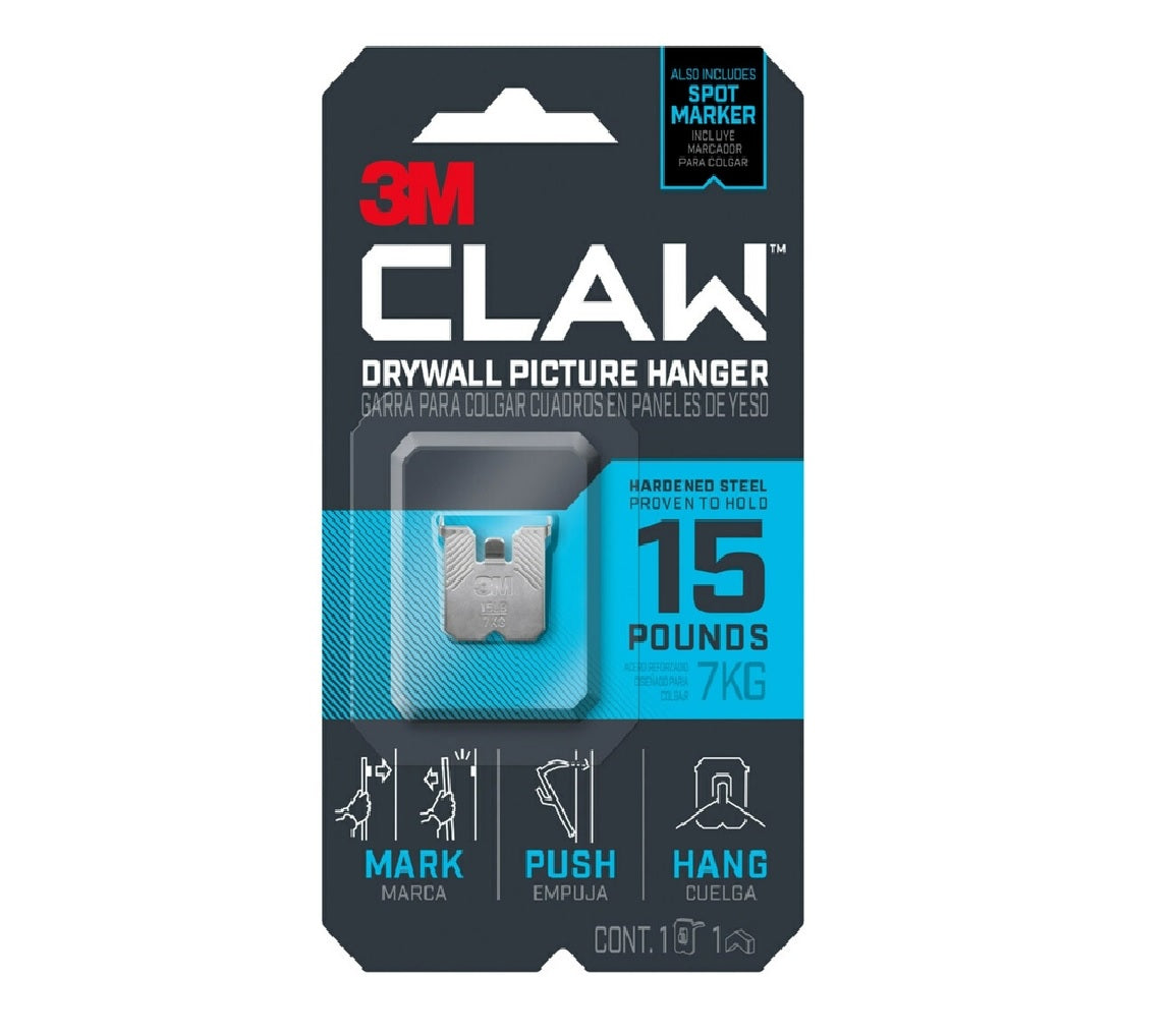 3M 3PH15M-1ES Claw Drywall Picture Hanger, Silver