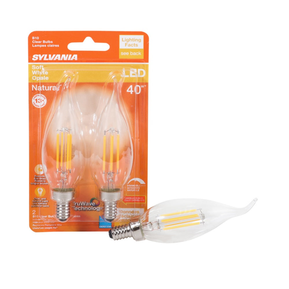 Sylvania 40755 B10 LED Dimmable Bulb, Clear, 4 Watts