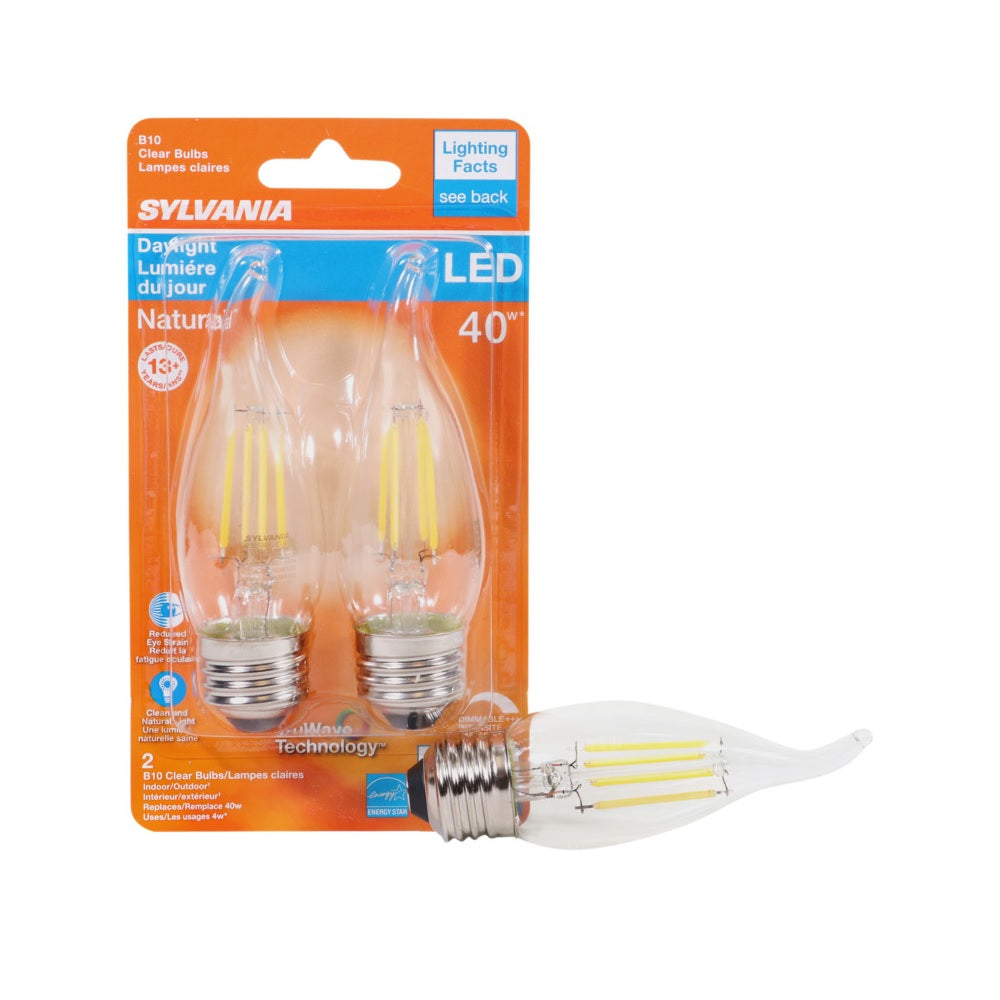 Sylvania 40792 B10 LED Dimmable Bulb, Clear, 4 Watts