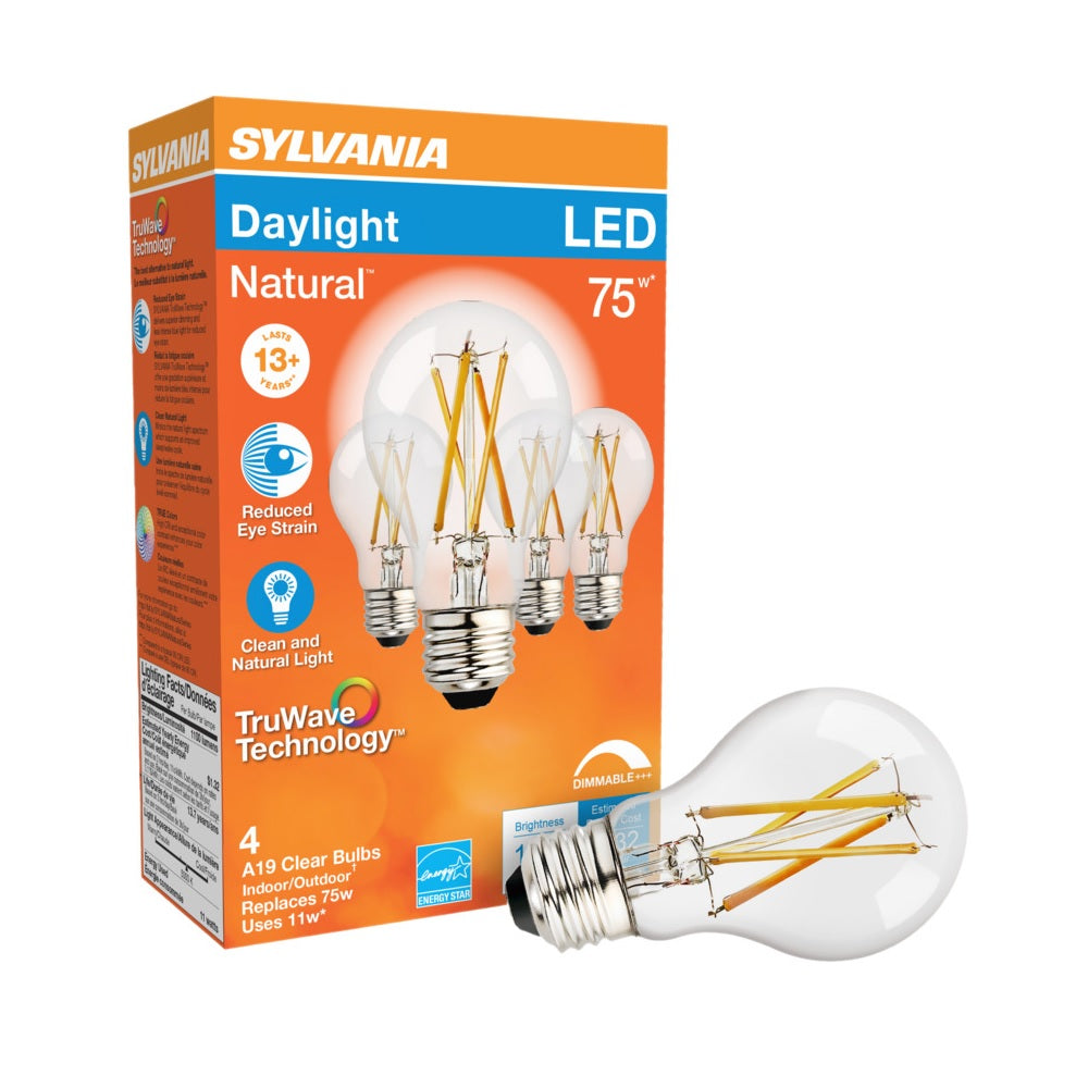 Sylvania 40803 A19 LED Dimmable Bulb, Clear, 11 Watt