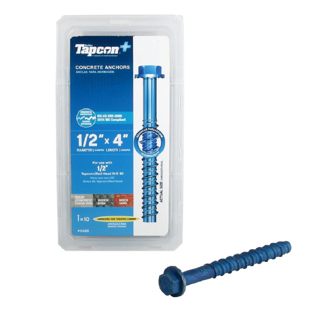 Buildex Tapcon 11420 Concrete Screw Anchor, Blue