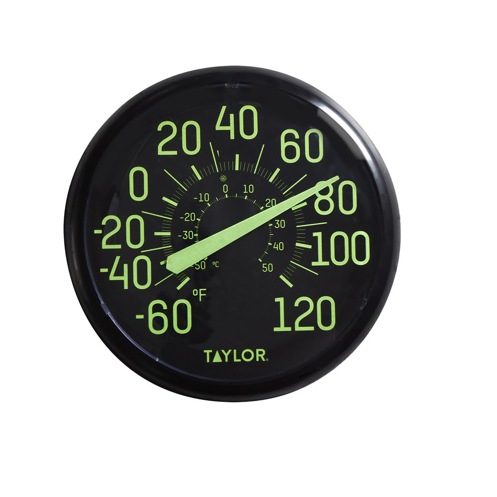 Taylor 5267459 Glow in the Dark Dial Thermometer, Plastic, Black