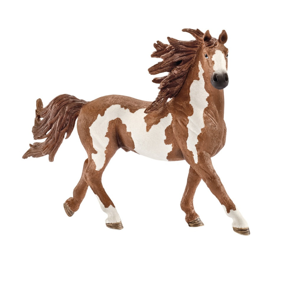 Schleich 13794 Figurine Pinto Stallion, Plastic, Brown/White