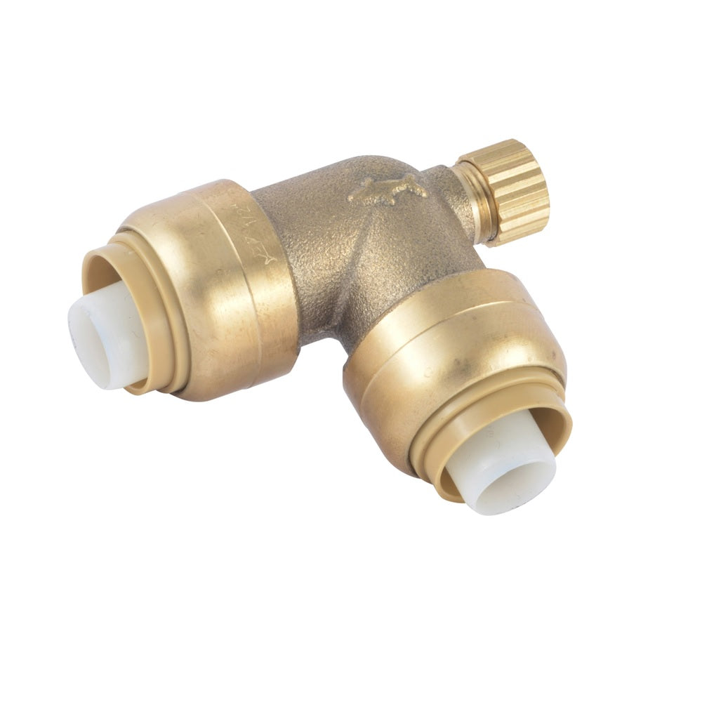 SharkBite U5248LFA 90 Degree Elbow with Drain, 1/2", Brass