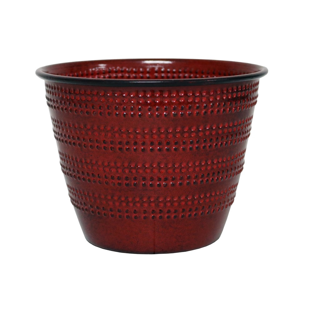 Robert Allen MPT01579 Cobblestone Round Planter, Metal, Sangria