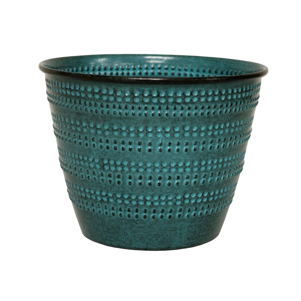 Robert Allen MPT01581 Cobblestone Planter, Metal, Seafoam