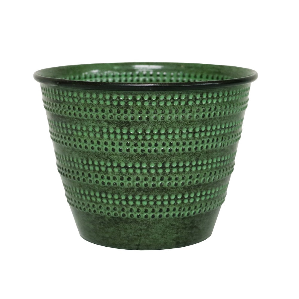 Robert Allen MPT01582 Cobblestone Planter, Metal, Kale Green