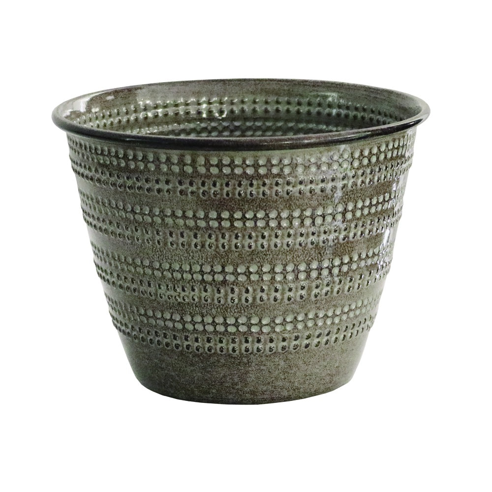 Robert Allen MPT01583 Cobblestone Planter, Metal, Beige