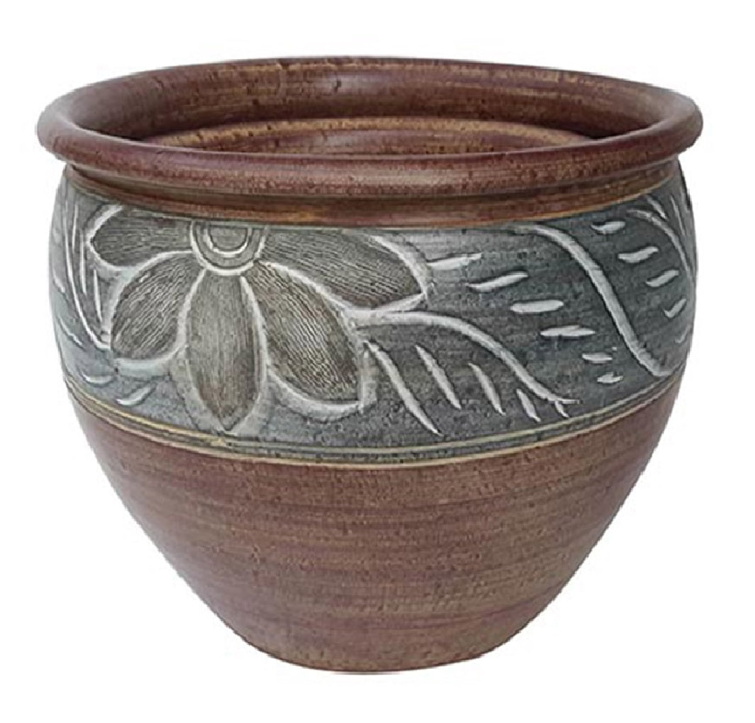 Trendspot CR11222N-15B Carved Thai Round Planter, Blue