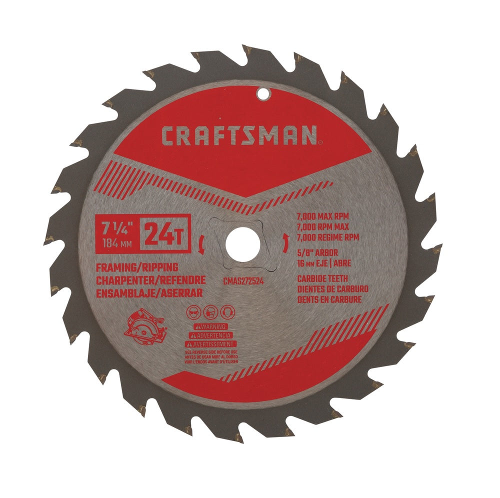 Craftsman CMAS272524 Carbide Tipped Circular Saw Blade, 24 Teeth