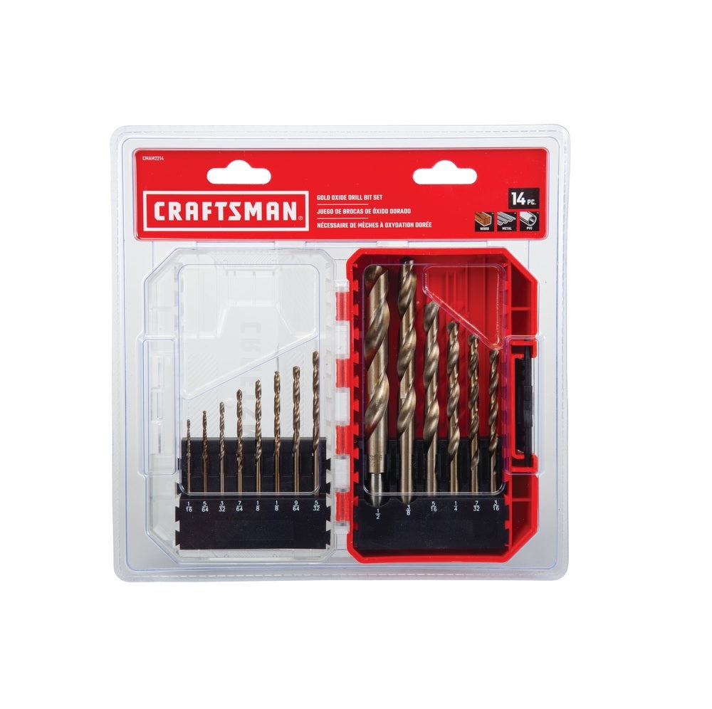 Craftsman CMAM2214 Drill Bit Set, Gold Oxide, 14 pc