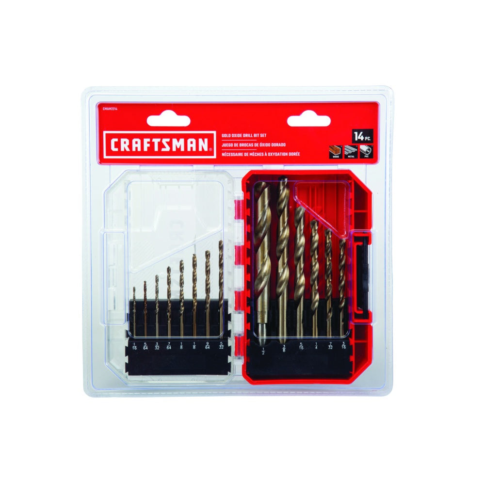 Craftsman CMAM2214 Drill Bit Set, Gold Oxide, 14 pc