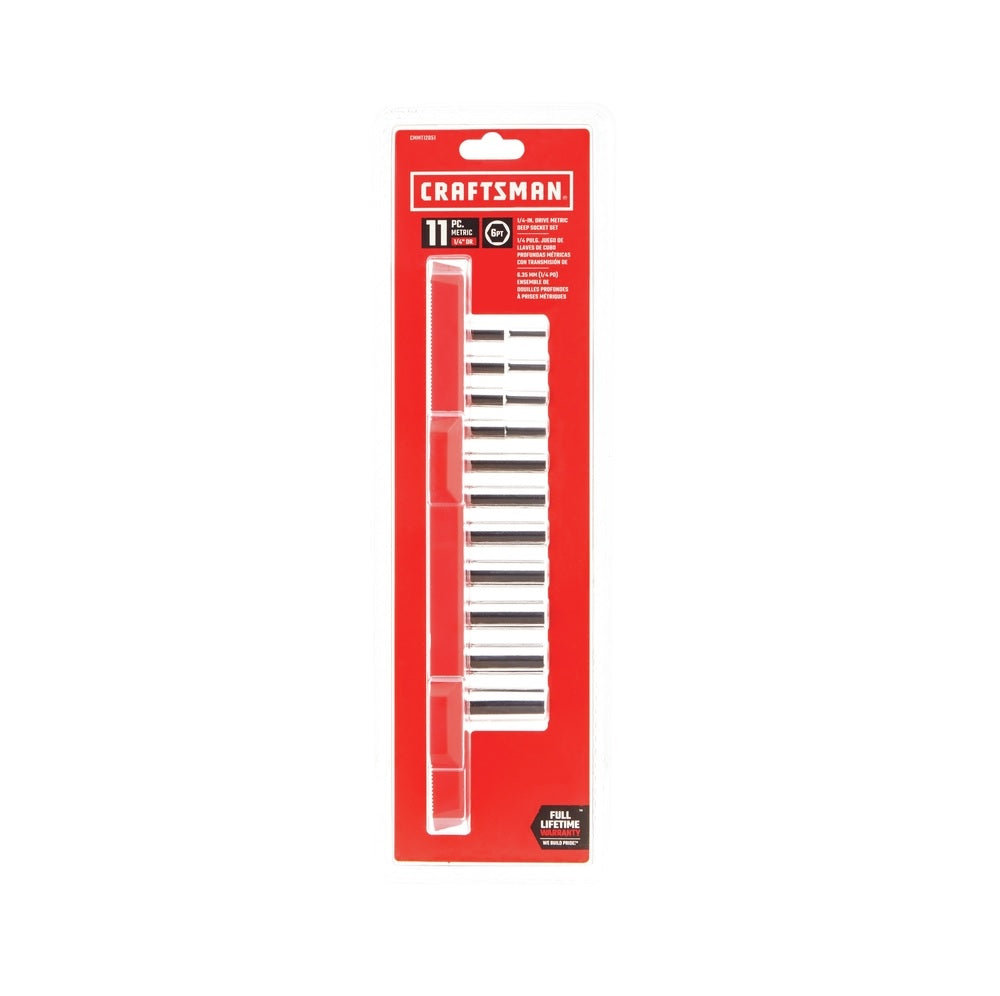 Craftsman CMMT12051 Metric 6 Point Deep Socket Set, 1/4 inch, 11 pc