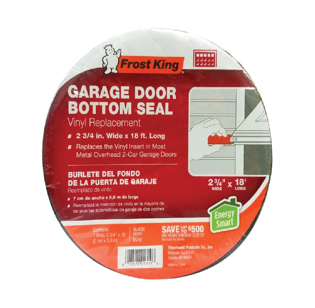 Frost King RV18 Garage Door Seal, Vinyl, Black