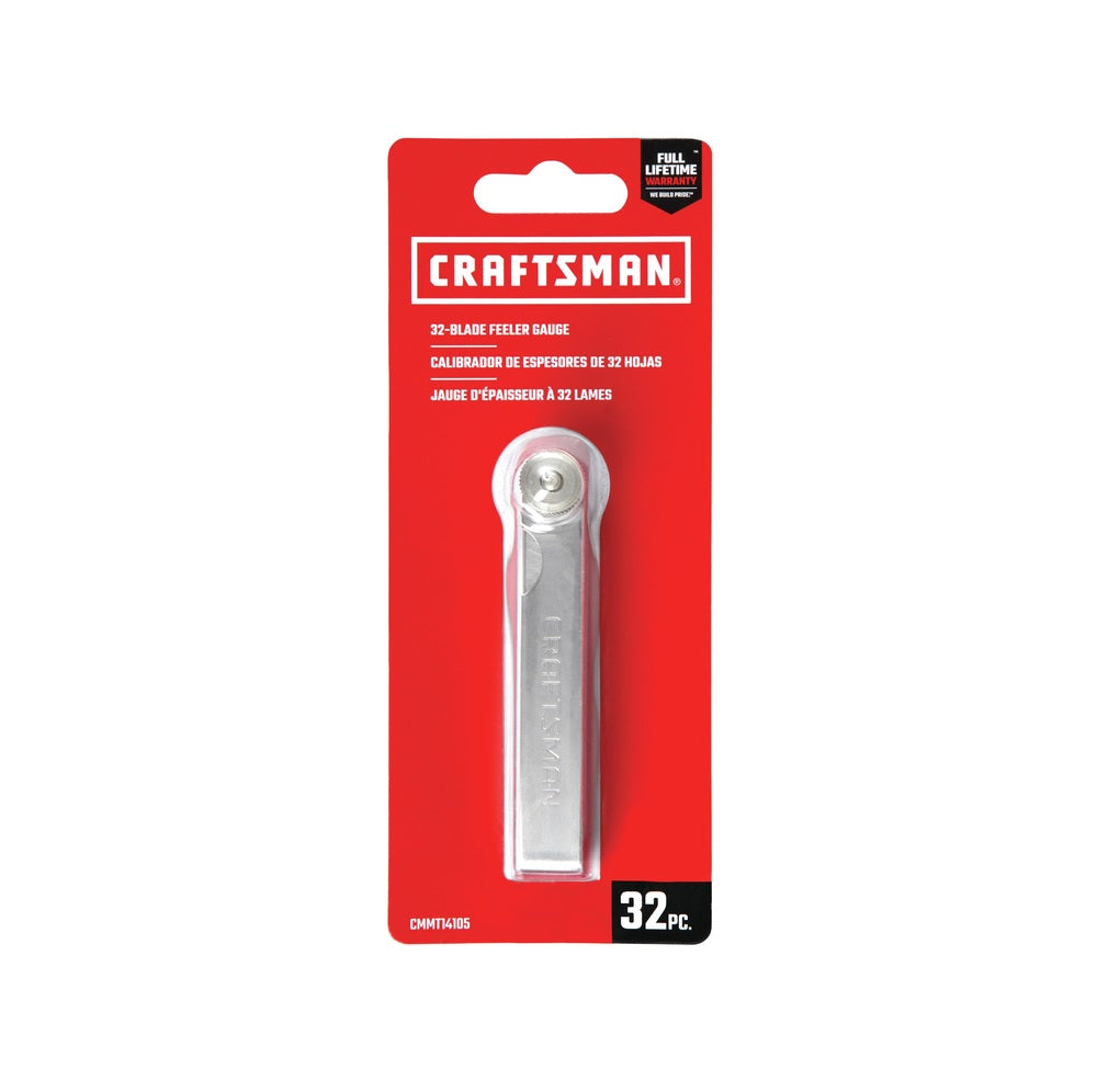 Craftsman CMMT14105 Feeler Gauge, Silver, 32-Blade