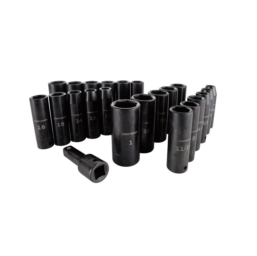 Craftsman CMMT16970 6 Point Deep Impact Socket Set, 1/2 inch
