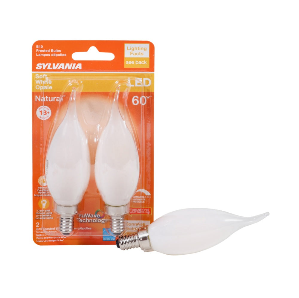 Sylvania 40781 Natural LED Bulb, Decorative, With Bent Tip, 60 W