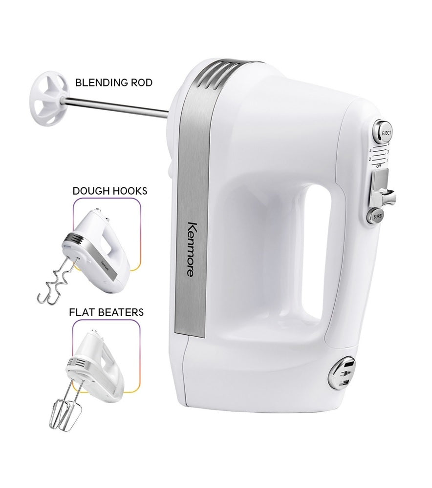 Kenmore KKHM6 5 speed Hand Mixer, White, 250 Watt