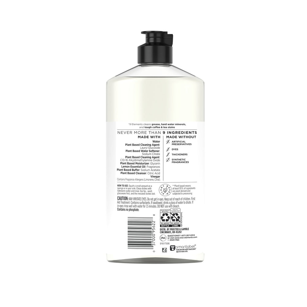 9 Elements 95622 Lemon Scent Liquid Dish Soap, 16 OZ