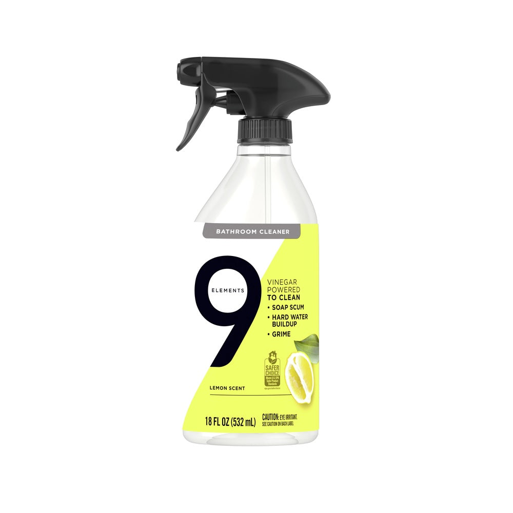 9 Elements 95455 Lemon Scent Bathroom Cleaner, 18 oz