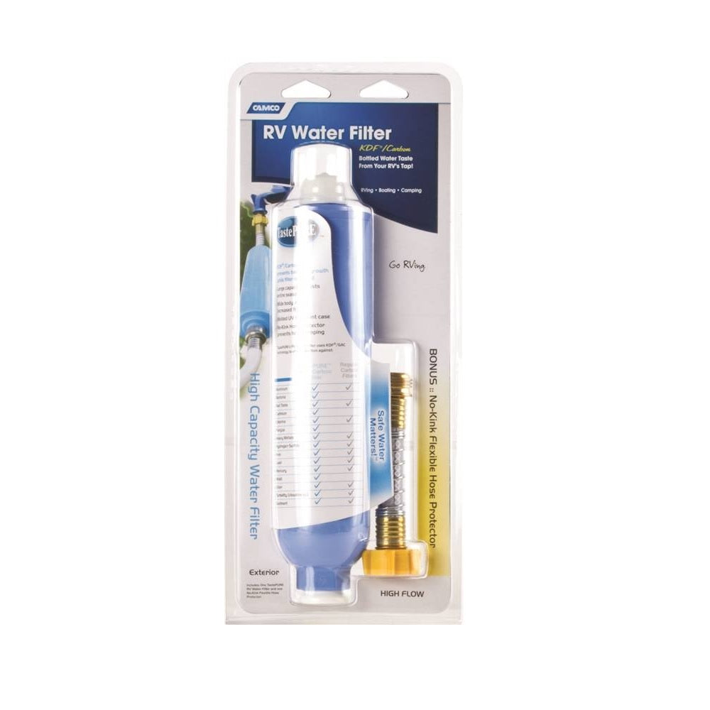 Camco 40013 Water Filter with Hose Protector, Blue