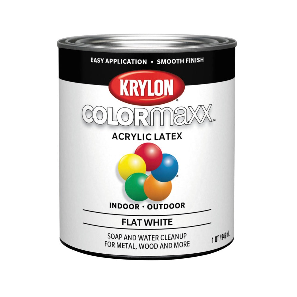 Krylon K05631007 COLORmaxx Interior/Exterior Paint, White, 32 OZ