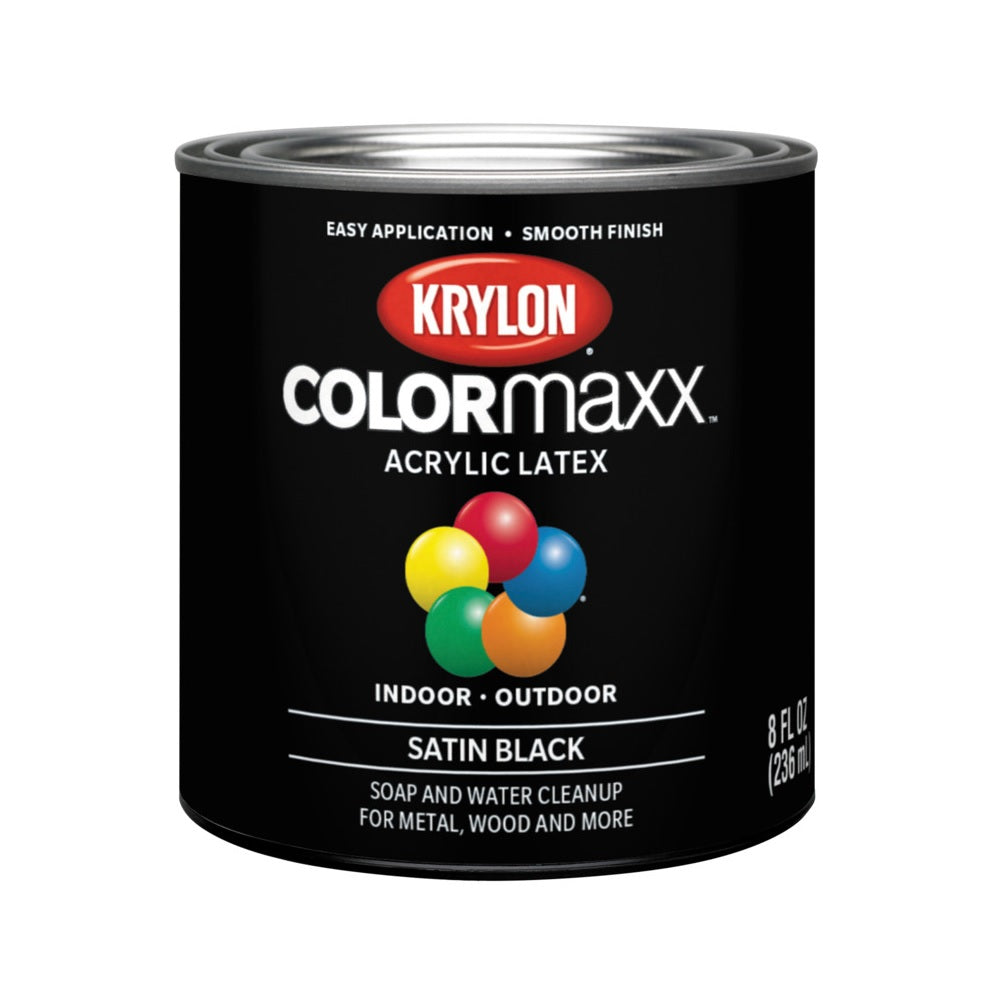 Krylon K05613007 COLORmaxx Exterior Paint, Satin, Black, 8 oz