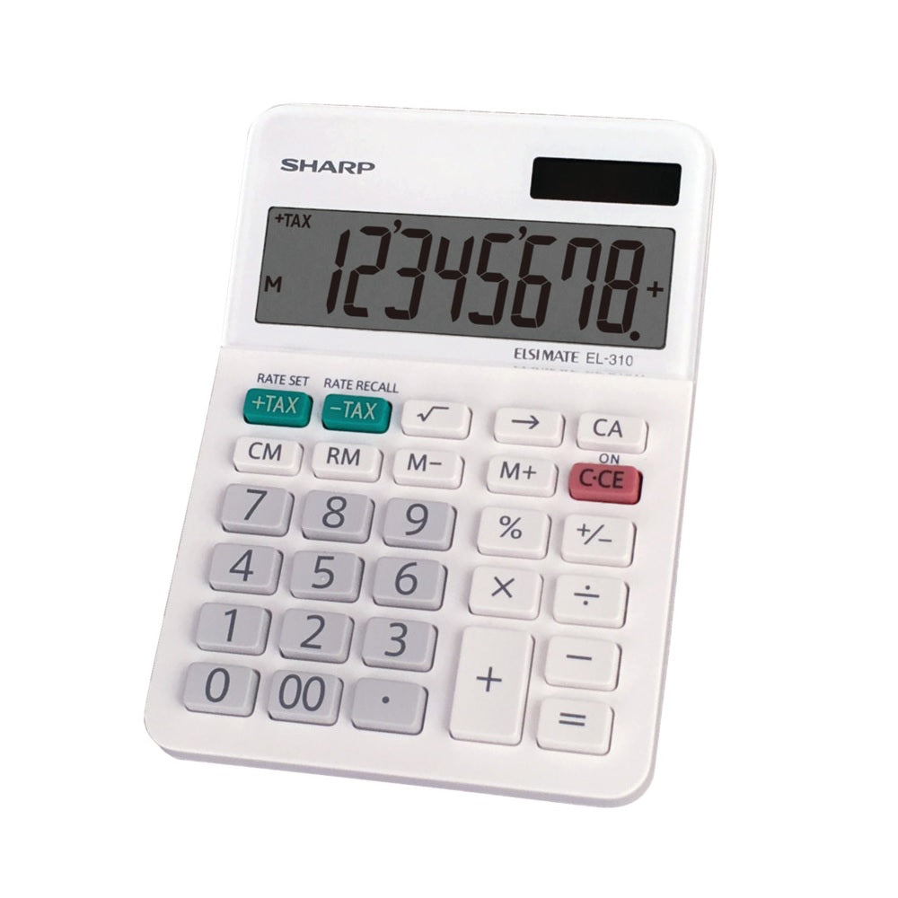 Sharp EL310WB Mini-Desktop Calculator, 8 Digits, White
