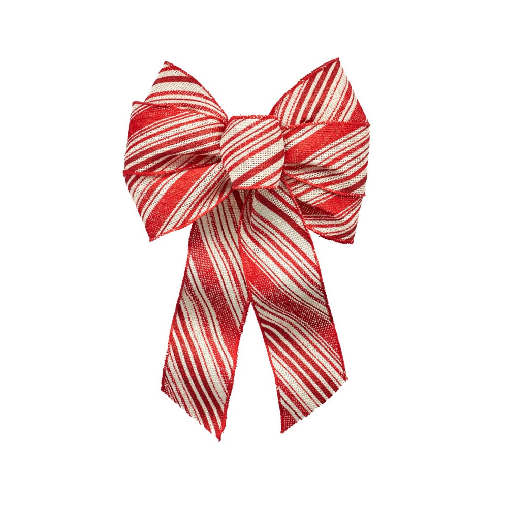 Holiday Trims 6151 Stripes Christmas Bow, 8.5 Inch X 14 Inch, Burlap