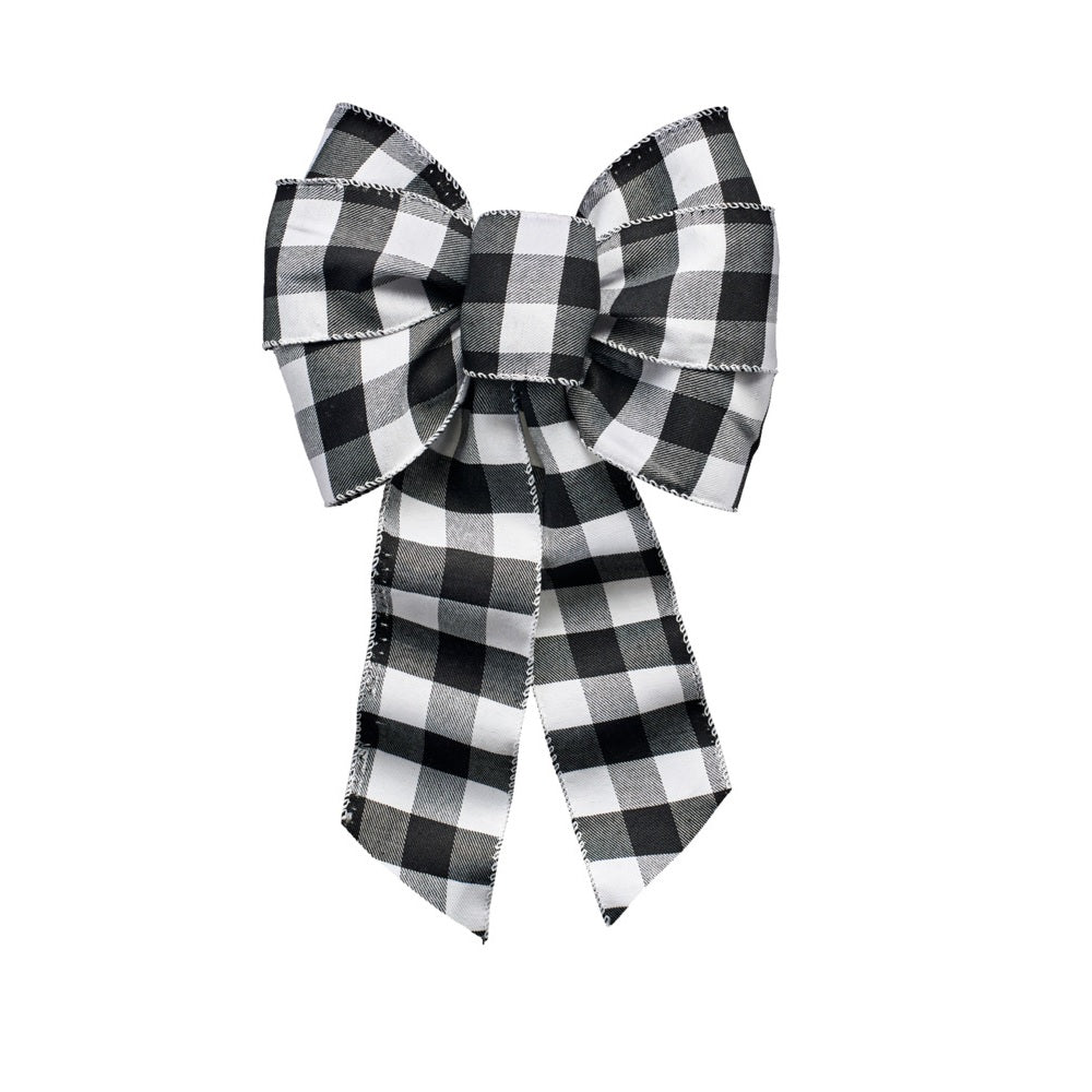 Holiday Trims 7444 Plaid Christmas Bow, 8.5 Inch X 14 Inch, Black/White