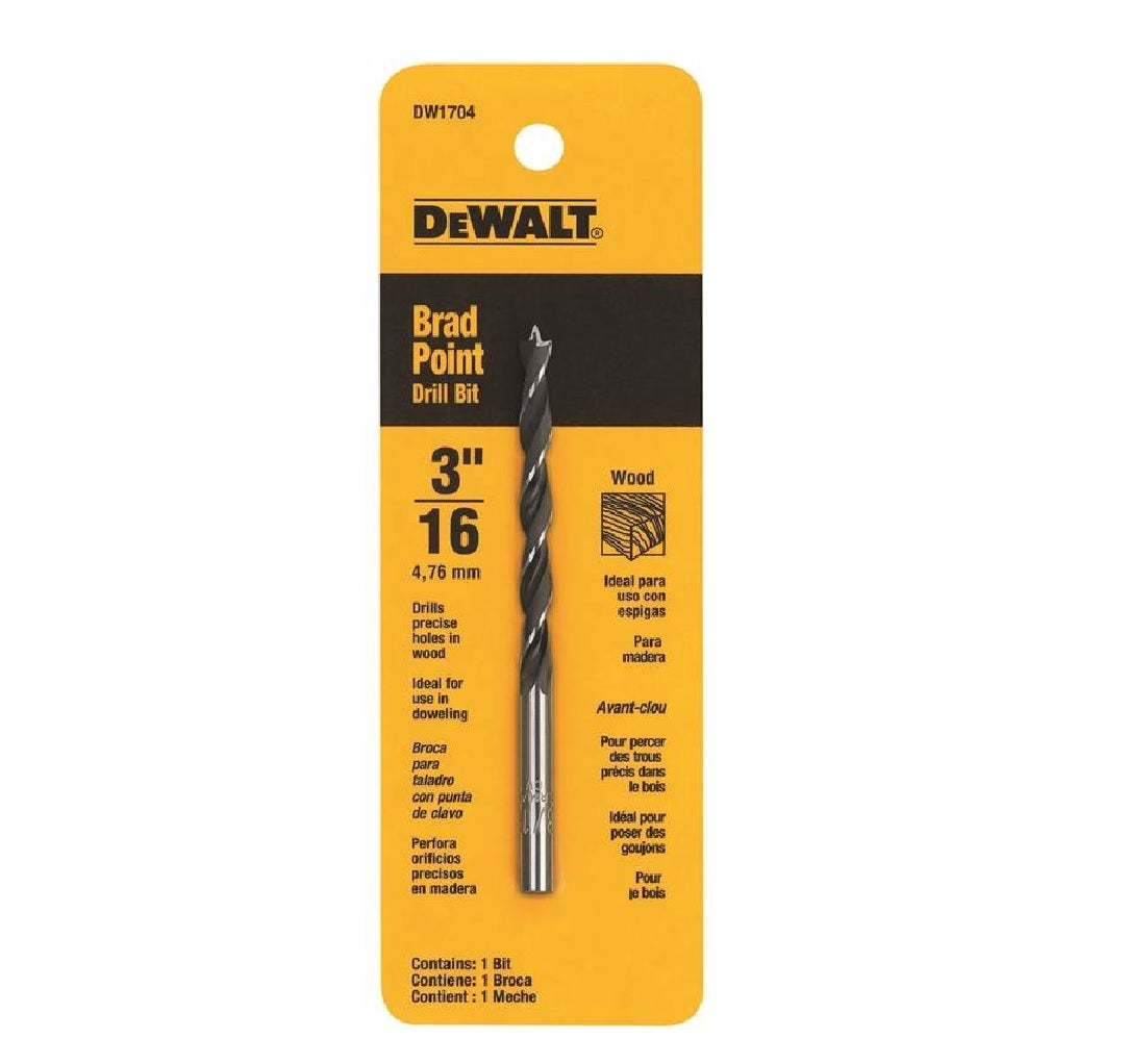 Dewalt DW1704 Drill Bit, Twist Flute, Straight Shank