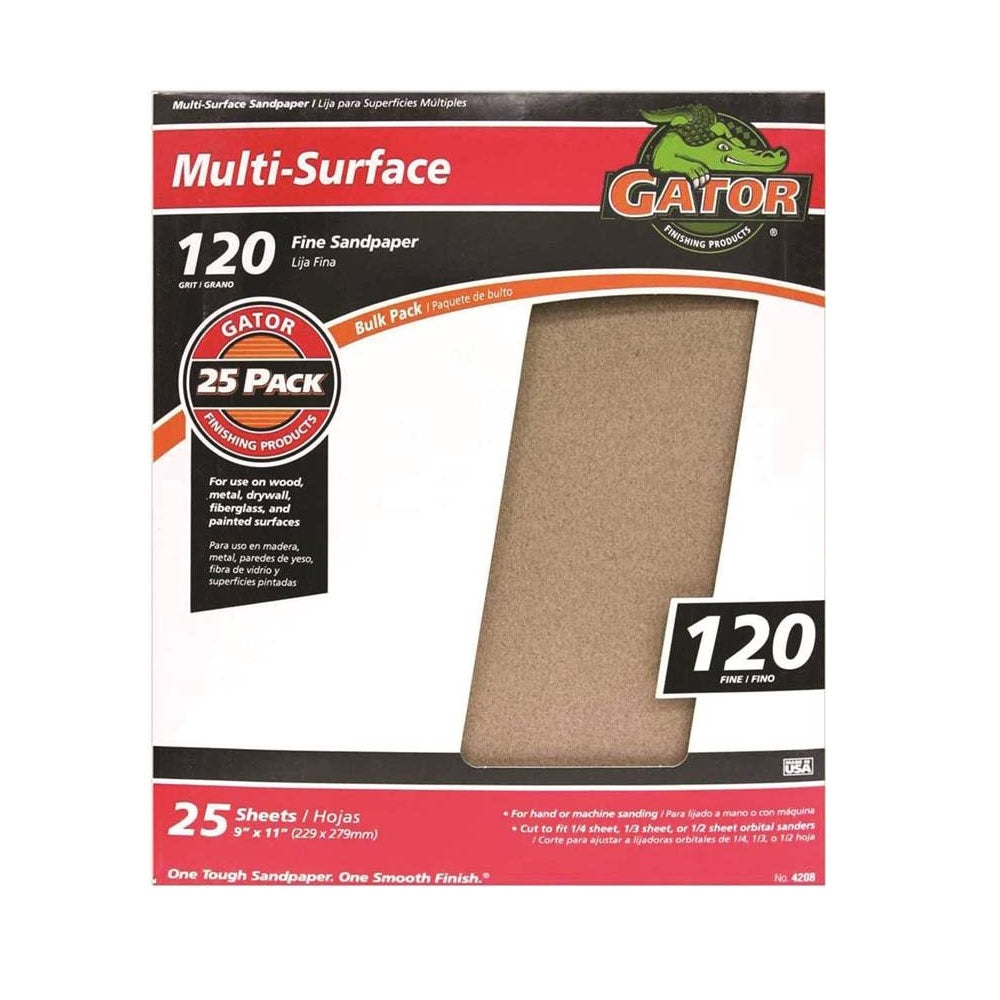 Gator 3263 Aluminum Oxide Sanding Sheet, 120 Grit