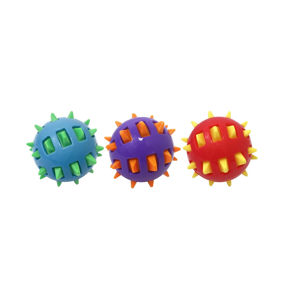 Multipet 51490 Ruff Enuff Spike Balls Dog Toy, Assorted Color