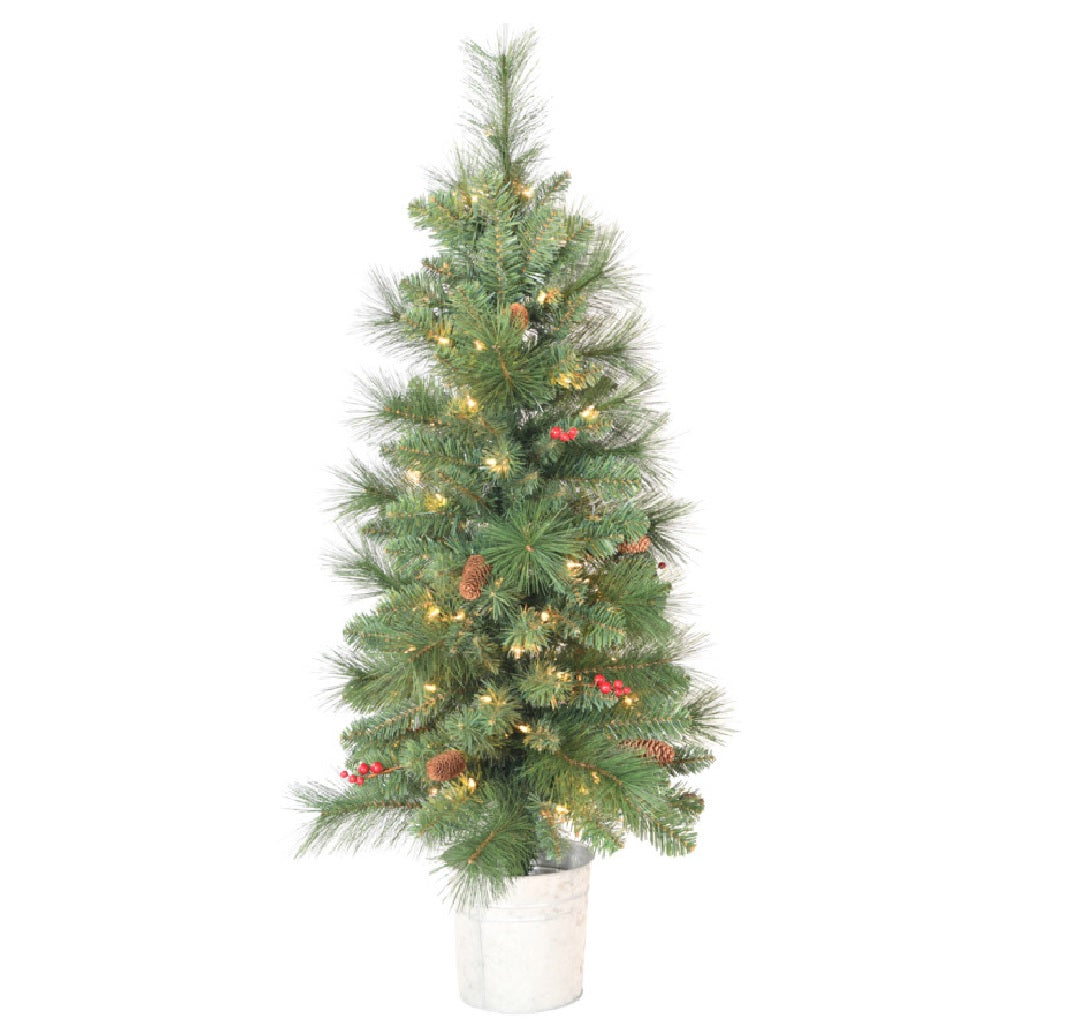 Santas Forest 27540 Tree Prelit Cones Berries, 4 Feet
