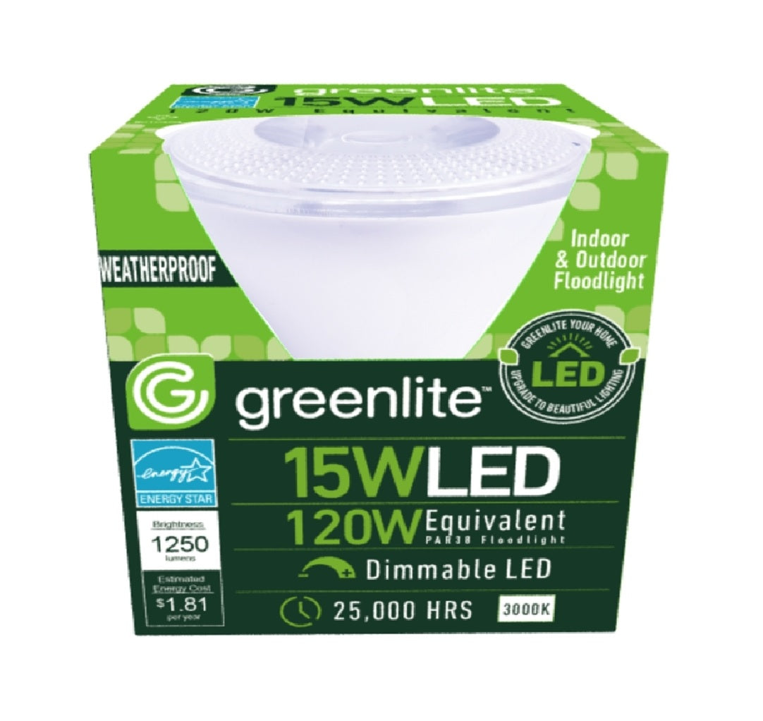 Greenlite 15W/PAR38D/FL LED Floodlight Bulb, White