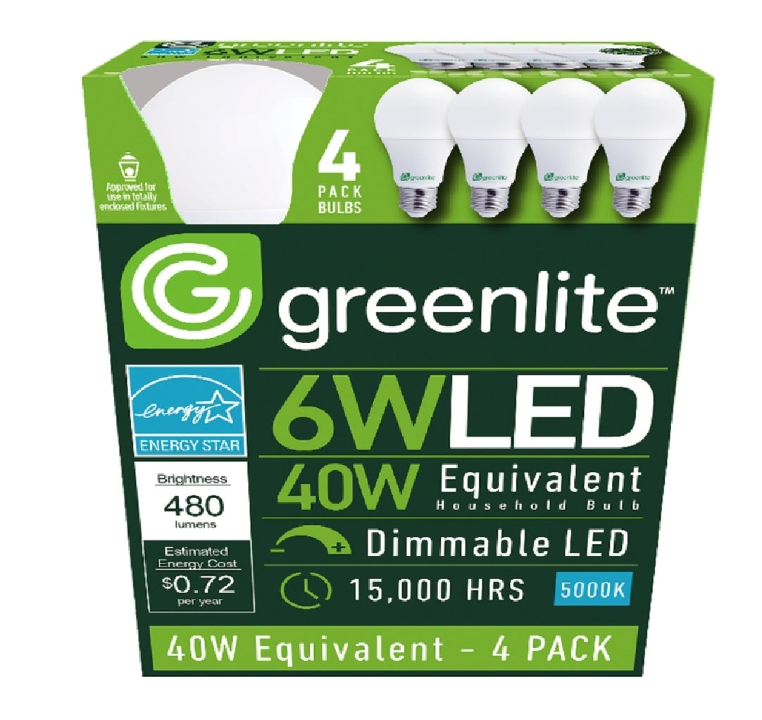Greenlite 6W/OMNID/50K/4 Indoor A-Line LED Bulb, White