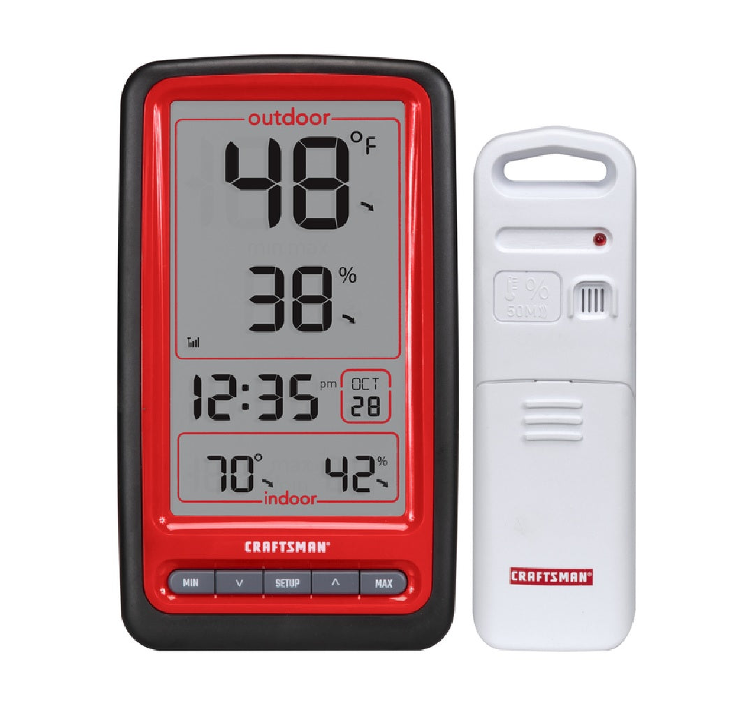 Craftsman 01137CM Digital Wireless Thermometer, Red