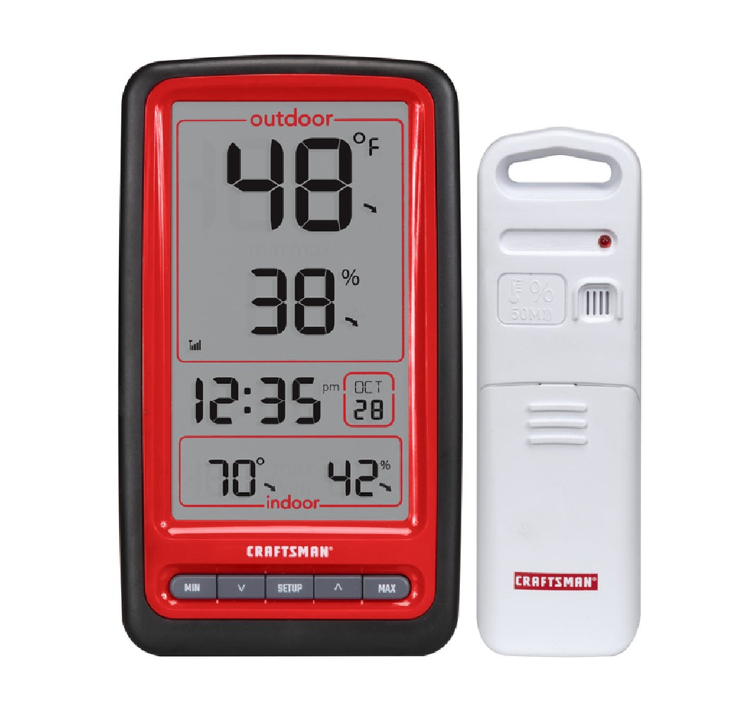 Craftsman 01137CM Digital Wireless Thermometer, Red