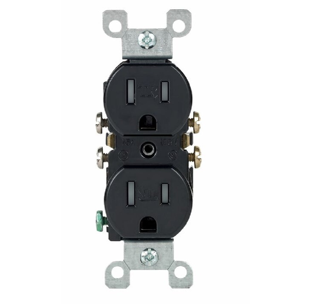 Leviton T5320-E Duplex Outlet, Black, 125 V