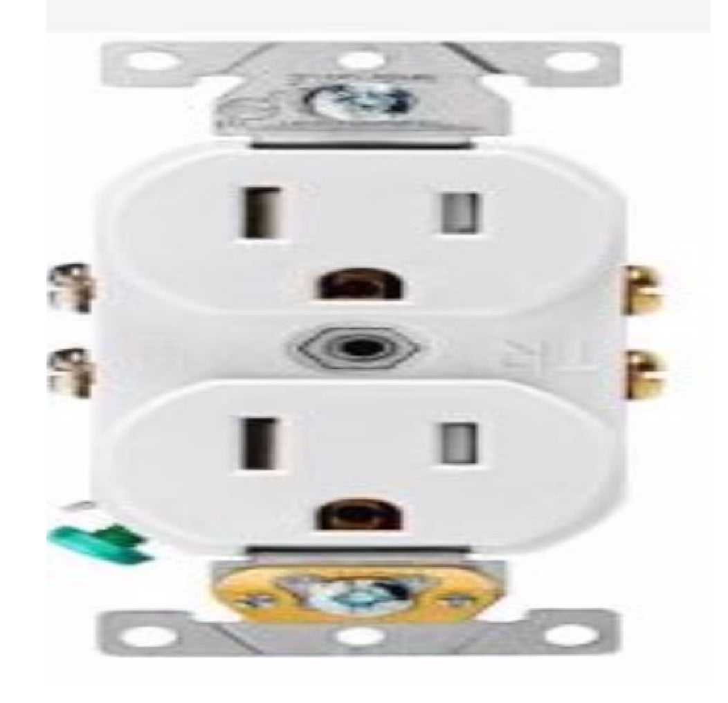 Leviton TCBR1-00W Duplex Outlet, Thermoplastic