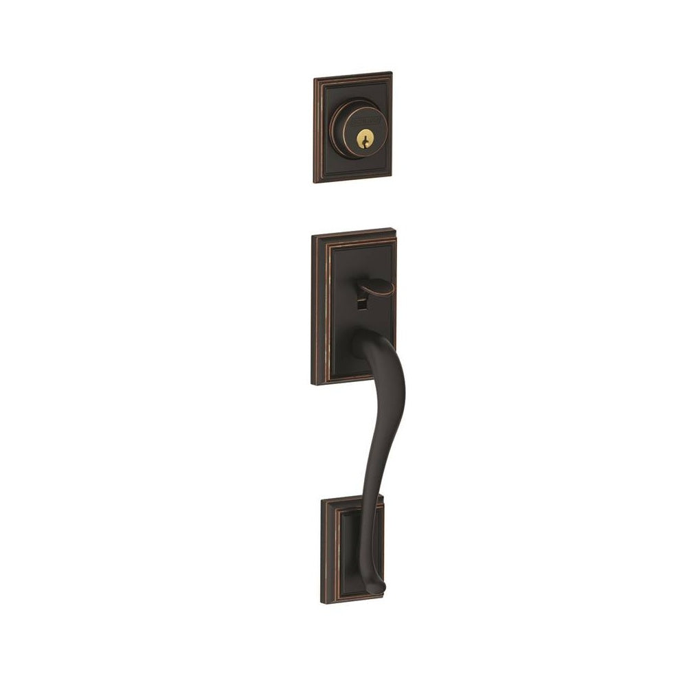 Schlage F58ADD716 Addison Exterior Handleset with Deadbolt, Aged Bronze