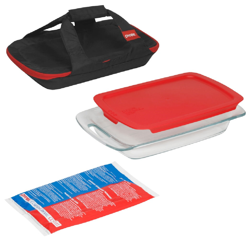Pyrex 1102266 Portable Bakeware Set Black/Red
