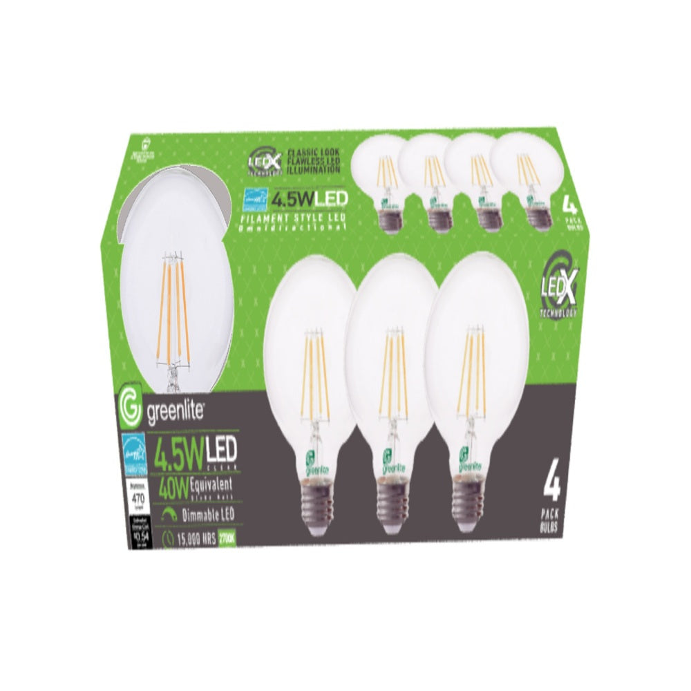 Greenlite 4.5WLEDXGLOBED4 E26 (Medium) Filament LED Bulb, 4.5 Watt