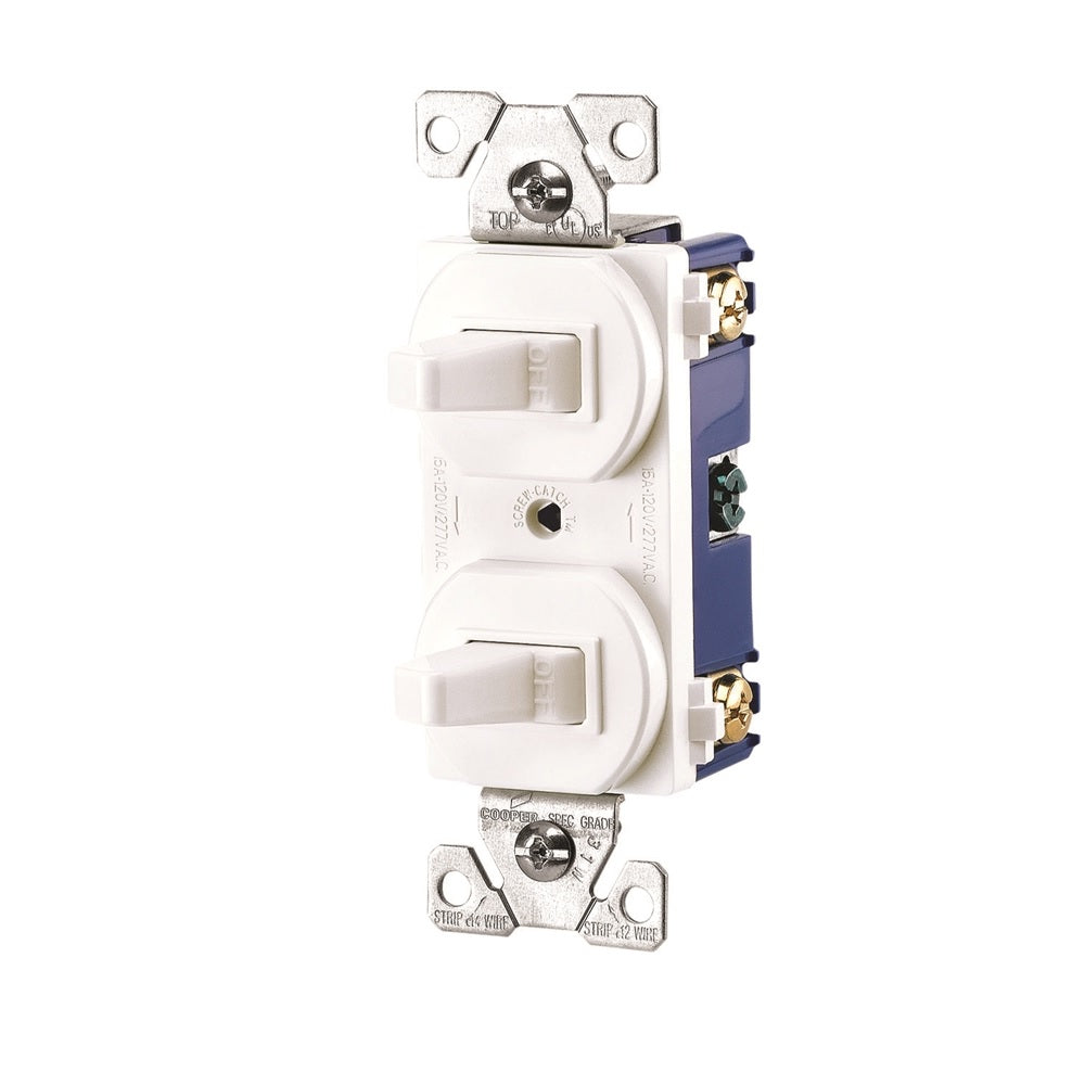 Eaton 275W-BOX Combination Toggle Switch, 15 AMP, White