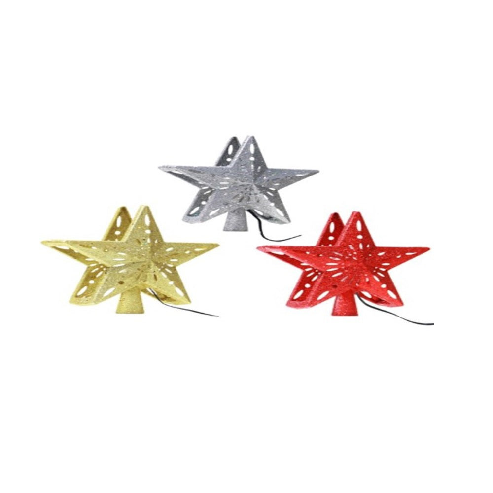 Santas Forest 92606 Christmas tree Topper Star, Silver