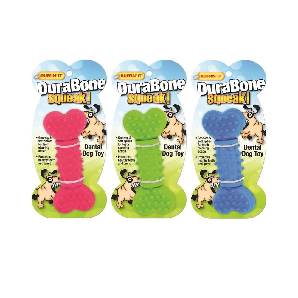 Ruffin' It 80511 Durabone Squeak Dental Dog Toy, Assorted