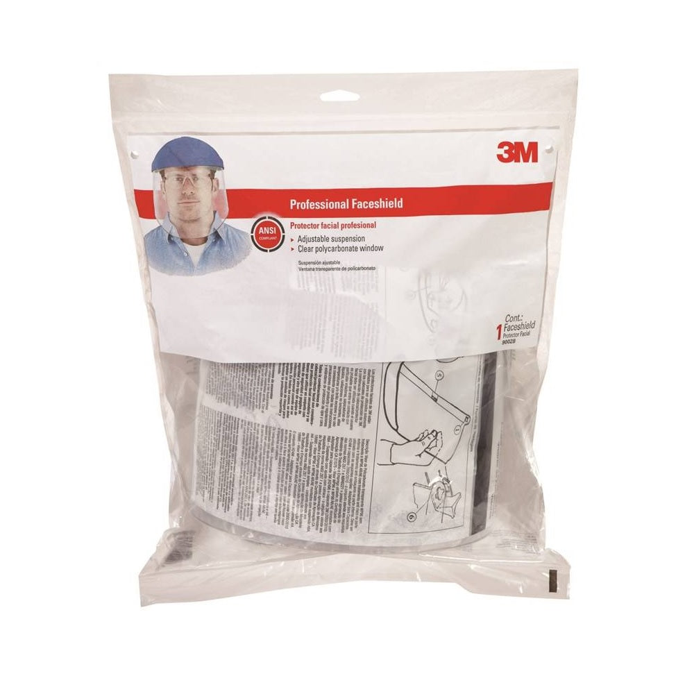 3M 90028-80025T Professional Face Shield, Polycarbonate, Clear