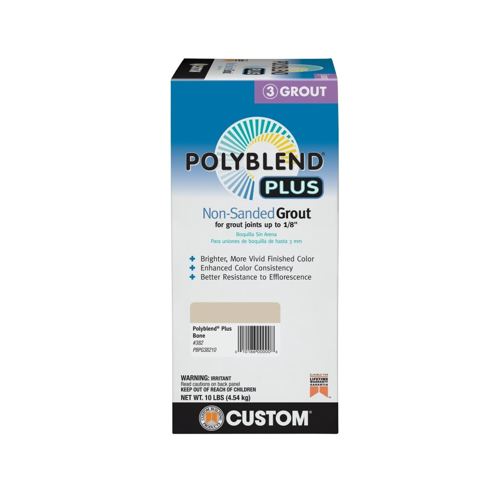 Custom Building Products PBPG38210 Polyblend Non-Sanded Grout, Bone, 10 lb
